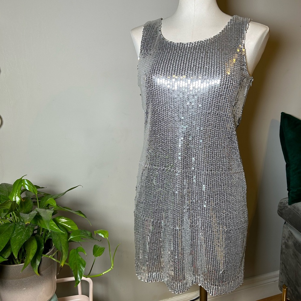 Sequin silver tank dress